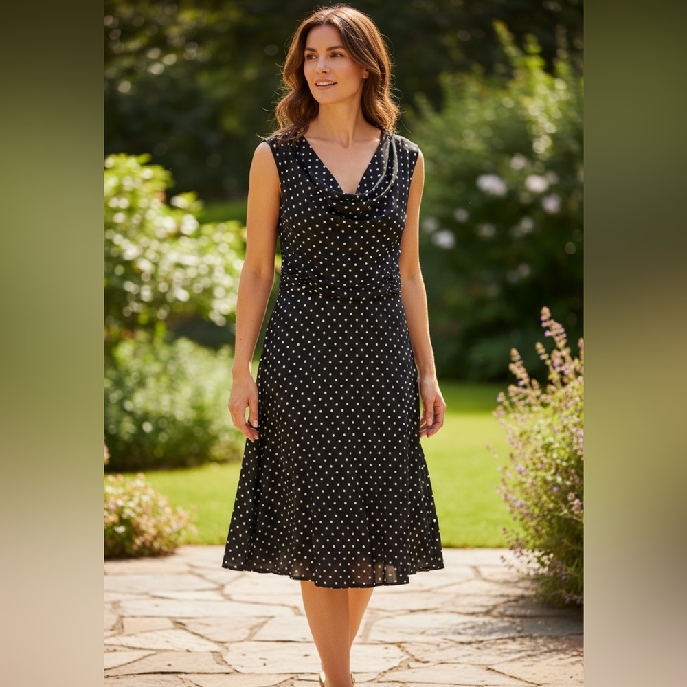 Siena Studio Black & White Polka Dot Dress | Size XL AA08